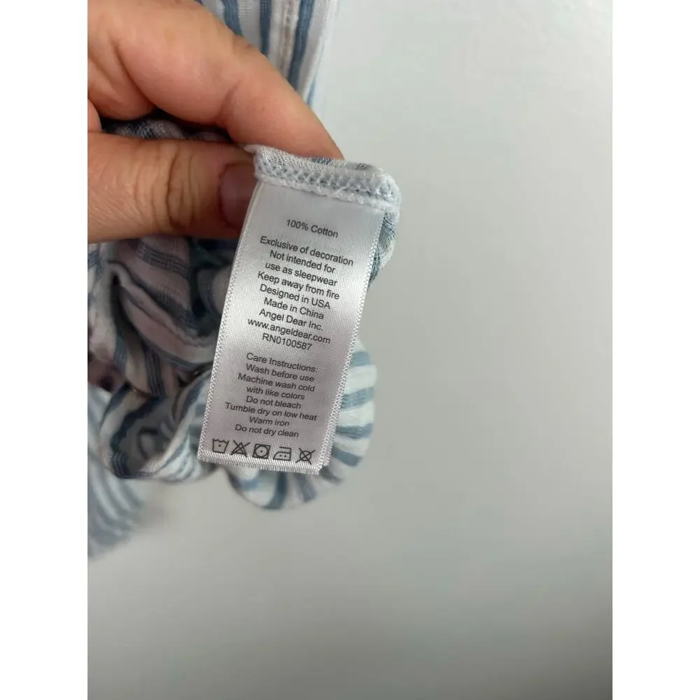 NEW TullaBee by Angel Dear Blue Stripe Overalls 100% Cotton 18-24 Months